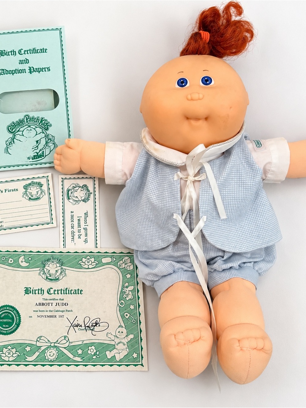 1988 Vintage Cabbage Patch Kids Preemie Doll w/ Original Papers